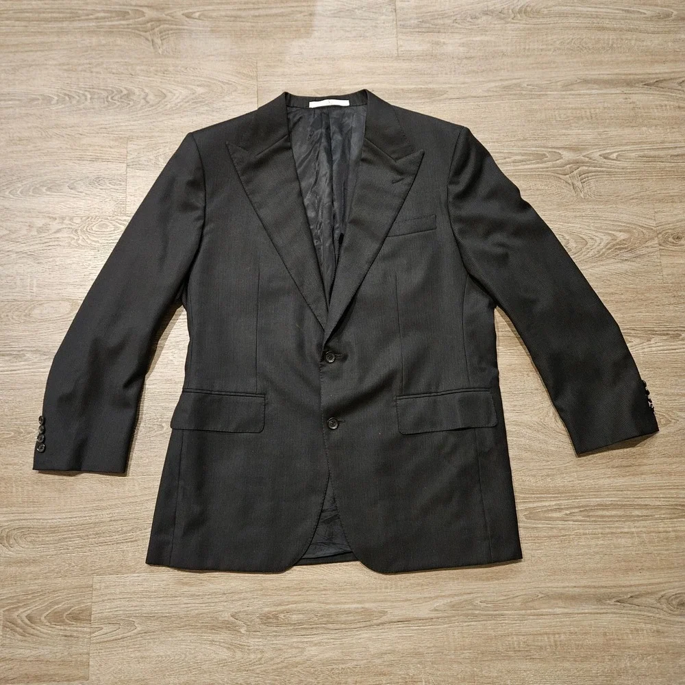 Valentino Hiver 2008 Men's Blazer 50IT 40US Black Wool Peak Lapel Made Italy